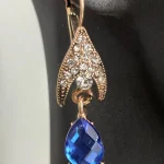 Mavi Taş Sallanan Vintage Tasarım Akşam Küpe Otantik Küpeler