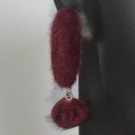 Bordo peluş pom pom küpeler
