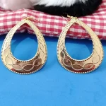 Altın Büyük Yaprak Modeli Altın Kaplama Küpe