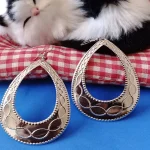 Gümüş Büyük Yaprak Model Altın Kaplama Küpe