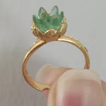 Zirkon taşı lotus çiçek ayarlanabilir altın yüzük