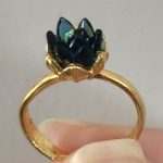 Zircon Stone Lotus Flower Adjustable Gold Ring