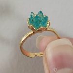 Zirkon taşı lotus çiçek ayarlanabilir altın yüzük