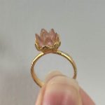 Zirkon taşı lotus çiçek ayarlanabilir altın yüzük